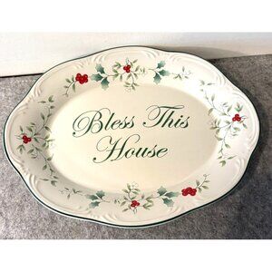 Phaltzgraff Oval Winterberry 11" Holiday Plate  " Bless This House"  # 2793